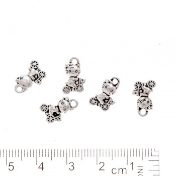 Findings "Hello Kitty on a Bicycle" Pendant 12x7mm pack 20g +/- 37pcs silver colour