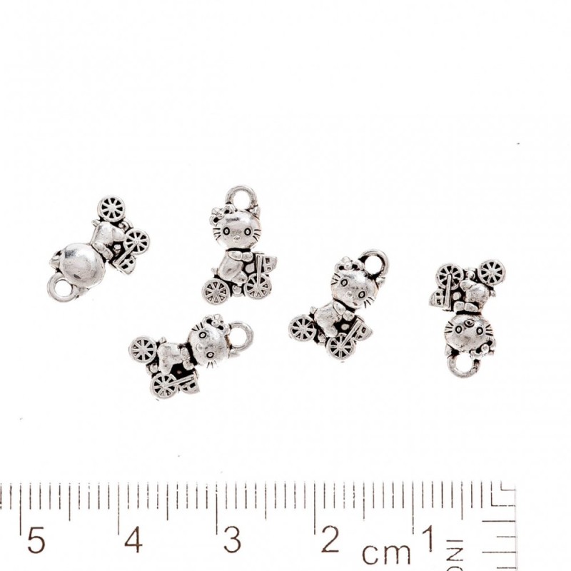 Findings "Hello Kitty on a Bicycle" Pendant 12x7mm pack 20g +/- 37pcs silver colour