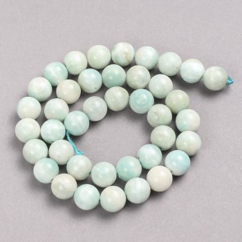 Beads on a Strand, Natural Larimar Stone, Smooth Round, diameter 10mm + -, length 39cm +