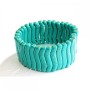 Bracelet on elastic band Green turquoise with veins Thin wave