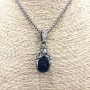Pendant "Paw with Orb" Blue 45x15mm + - on Chain, length 70cm + - Silver-Tone Metal
