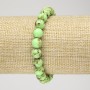 Elastic Bracelet with Lime-Green Imperial Jasper (Pressed), Smooth Round Beads, diameter 8mm+