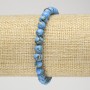Elastic Bracelet with Imperial Jasper, Sky Blue (Pressed), Smooth Round Bead, Diameter 6mm+