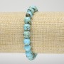 Elastic Bracelet with Imperial Jasper, Turquoise (Pressed), Smooth Round Bead, Diameter 8mm+