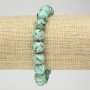 Elastic Bracelet with Imperial Jasper, Light Green (Pressed), Smooth Round Bead, Diameter 10mm+