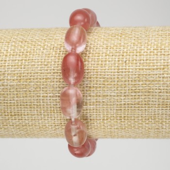 Chalcedony Natural Stone Bracelet on Elastic, Barrel Bead, 10x14mm+