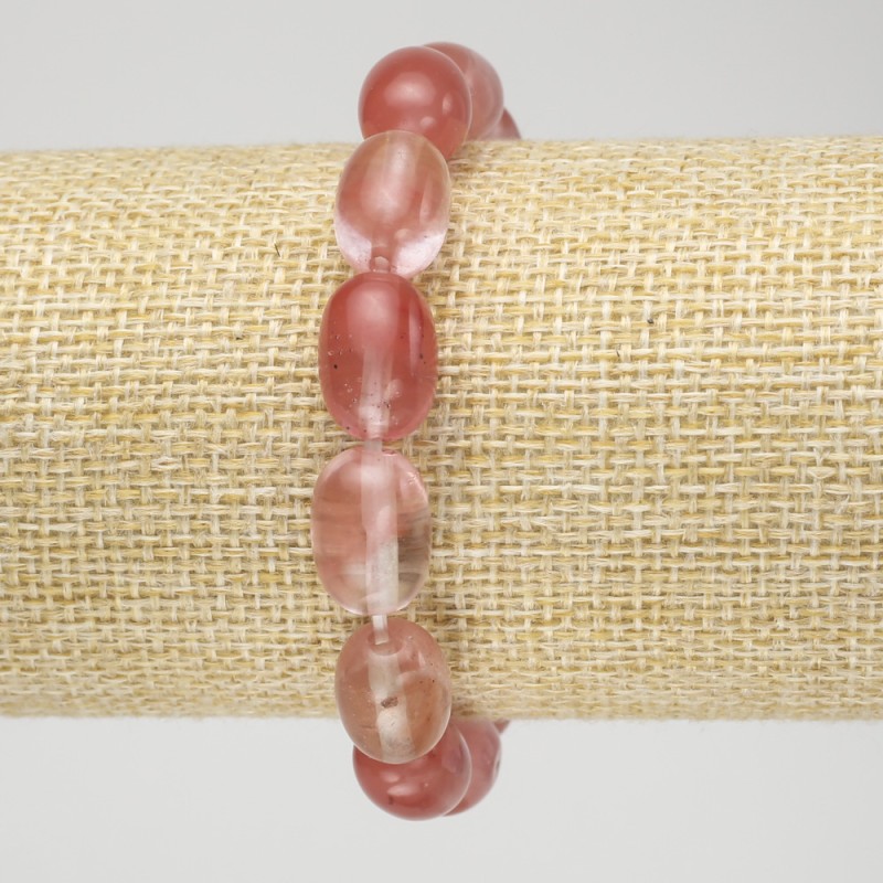 Chalcedony Natural Stone Bracelet on Elastic, Barrel Bead, 10x14mm+