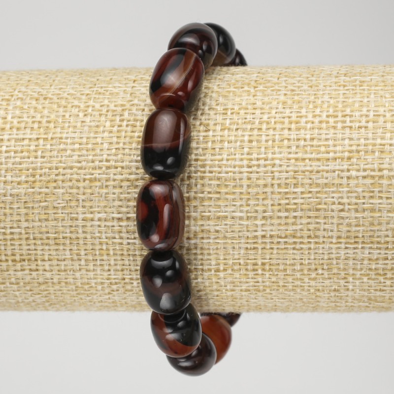Agate Smooth Barrel Natural Stone Bracelet on Elastic Band, diameter 10x13mm+