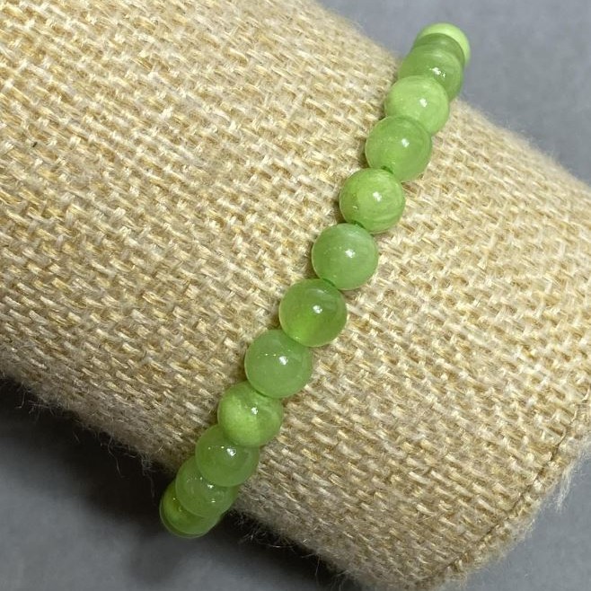 Onyx Smooth Bead Natural Stone Bracelet on Elastic Band, diameter 6mm+
