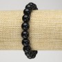 Natural Black Tourmaline Smooth Bead Bracelet on Elastic Band, diameter 10mm+