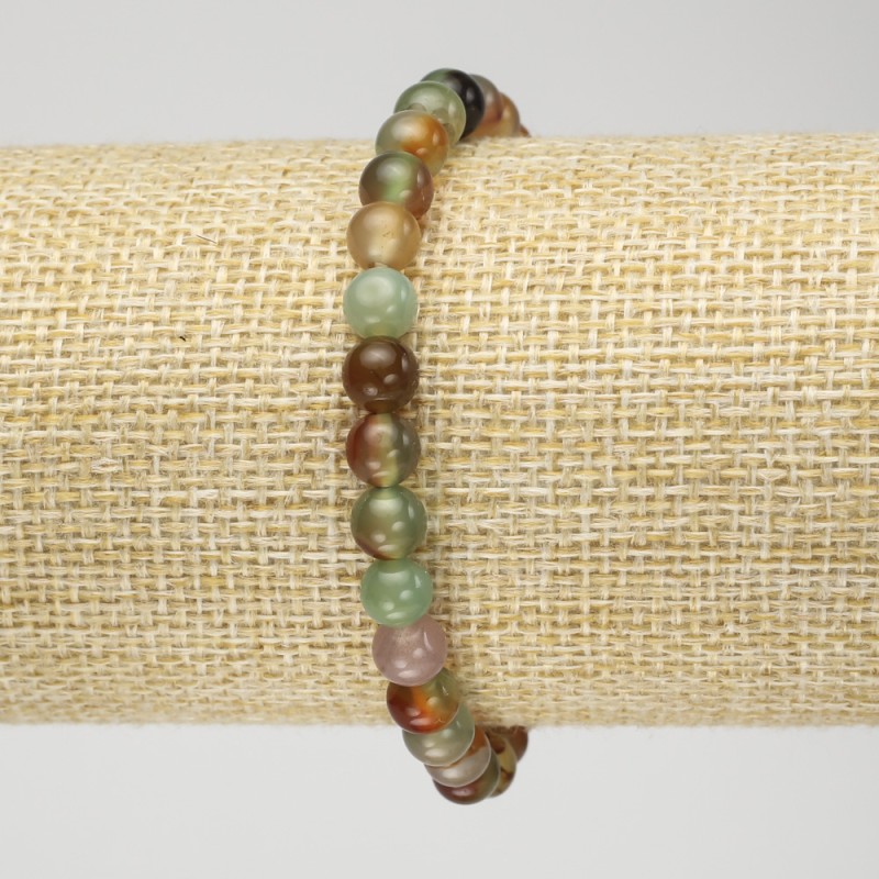 Brazilian Agate Smooth Bead Bracelet on Elastic Band, diameter 6mm, length 18cm+