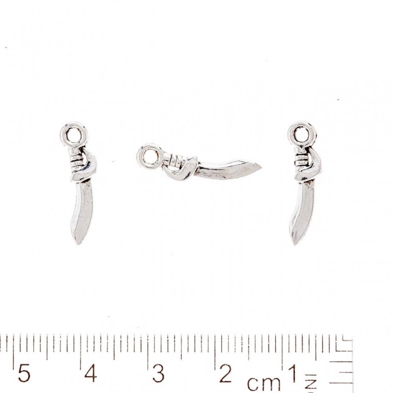 Findings Sabre Pendant silver colour 19x4mm pack 20g +/- 53pcs