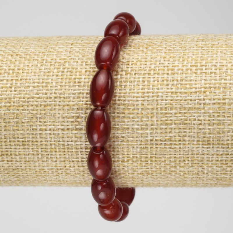 Carnelian Stone Bracelet on Elastic Band, diameter 12x8mm+