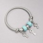 Pandora-style Bracelet with Turquoise Beads (imitation), Diameter 14x8mm+- and Key Charm with White Rhinestones