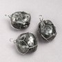 Larvikite Pendant in Silver-Tone Wire Wrap, diameter 35x20mm+