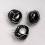 Pendant in Silver-Tone Wire Wrap with Natural Black Onyx, diameter 35x20mm+