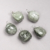 Pendant in Silver-Tone Wire Wrap with Natural Seraphinite Stone, diameter 35x20mm+