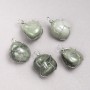 Pendant in Silver-Tone Wire Wrap with Natural Seraphinite Stone, diameter 35x20mm+