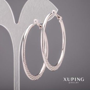 Xuping Earrings, Rings 3x55mm, Rhodium