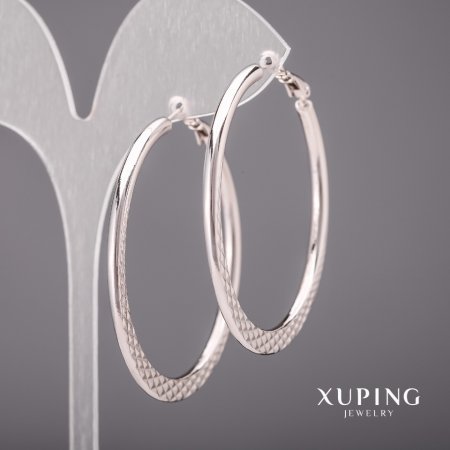 Xuping Earrings, Rings 3x55mm, Rhodium
