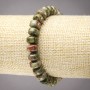 Elastic Bracelet with Natural Jasper, Heliotrope and Unakite Stones, Smooth Rondelles, diameter 9x7mm+