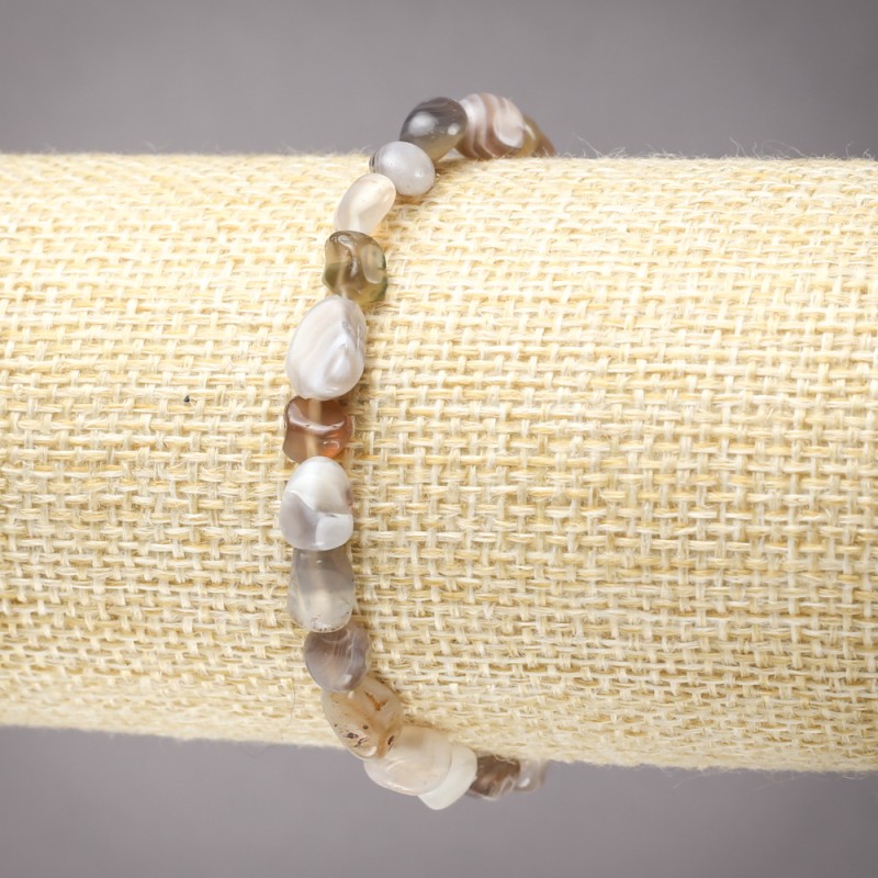 Elastic Bracelet of Natural Botswana Agate, Tumbled, Diameter 8x6mm+