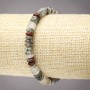Elastic Bracelet of Natural Bloodstone (Heliotrope), Smooth Rondelle, Diameter 6x3mm+