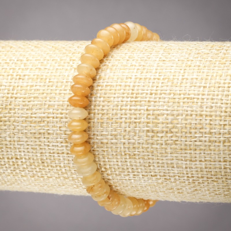 Elastic Bracelet of Natural Yellow Agate, Smooth Rondelle, Diameter 6x3mm+