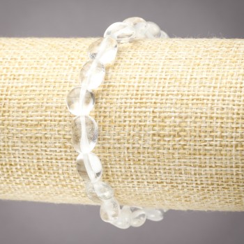 Elastic Bracelet of Natural Rock Crystal, Tumbled, Diameter 8x10(+-)mm+