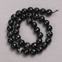 Black Agate Beads on Thread, Faceted Round, Diameter 10mm +/-, Length 38cm +