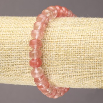 Elastic Bracelet of Natural Chalcedony, Smooth Rondelle, Diameter 9x7mm+