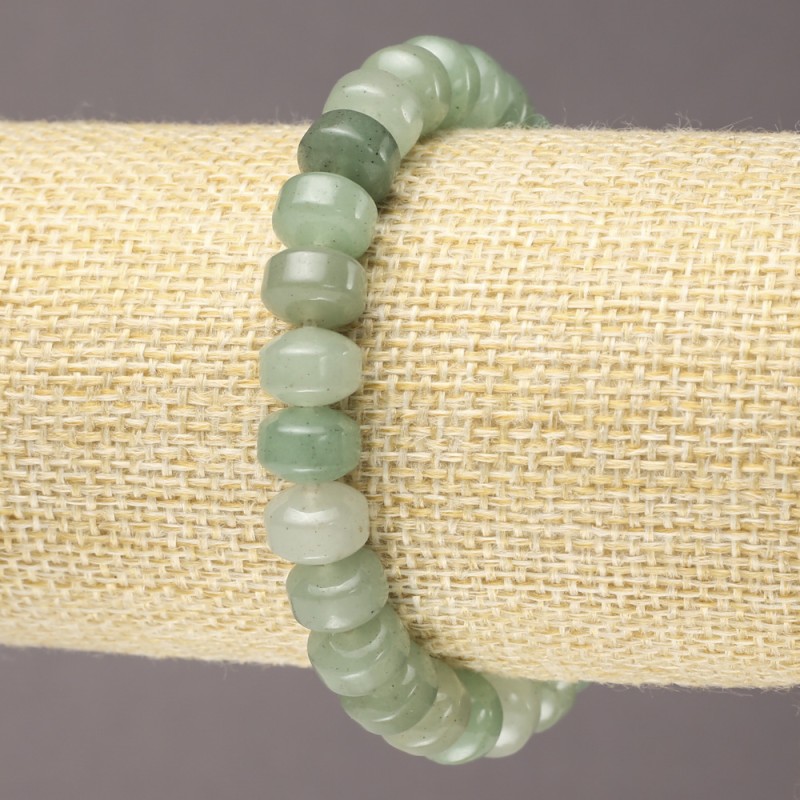 Elastic Bracelet with Natural Jade Stone, Smooth Rondelle, Diameter 9x7mm+