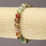 Elastic Bracelet, Brazilian Agate, Smooth Round Beads, Diameter 8mm, Length 18cm+