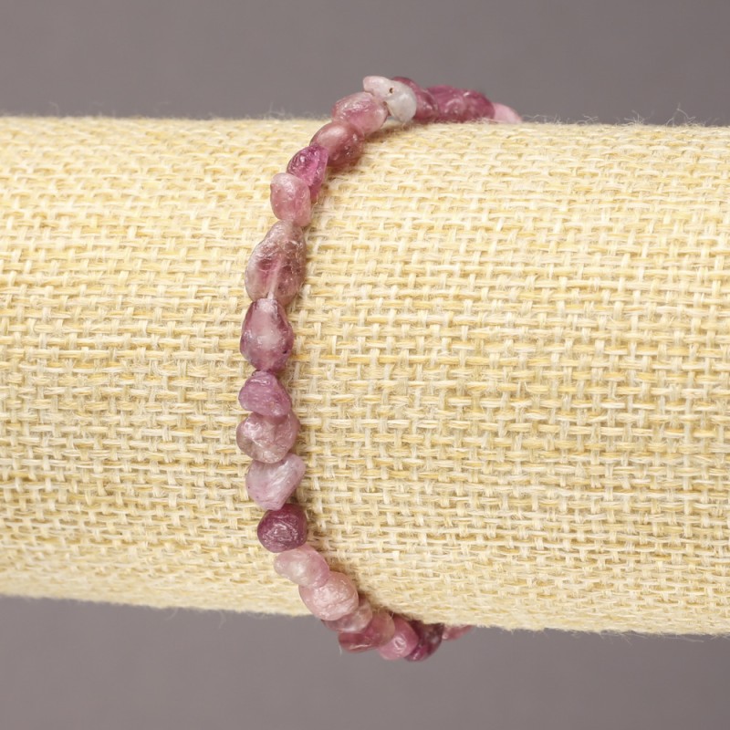 Elastic Bracelet with Natural Tourmaline Stone, Tumbled, Diameter 5x7mm+