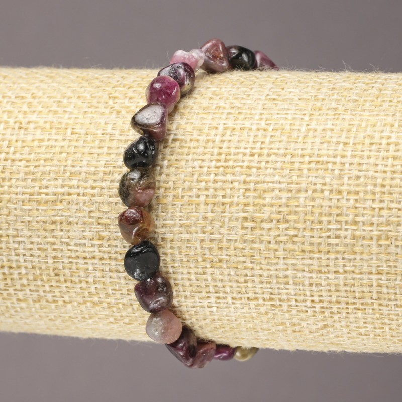 Elastic Bracelet, Tourmaline, Tumbled, Diameter 7(+/-)mm
