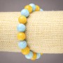 Aquamarine with Citrine Bracelet smooth round bead, diameter 10mm+-, length 18cm+- (stretch)