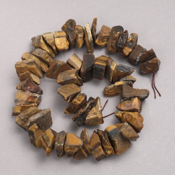 Beads Raw Stone Tiger's Eye on Thread Tumbled, Diameter 10x18mm+/-, Length 42cm+