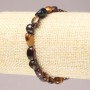 Elastic Bracelet Natural Stone Bull's Eye, Hawk's Eye, Tiger's Eye Tumbled, diameter 6x8mm+