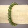 Bracelet on Elastic Natural Stone Canadian Jadeite Smooth Round Bead, Diameter 8mm+