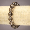 Bracelet on Elastic Natural Stone Smoky Quartz Smooth Round Bead, Diameter 12mm+