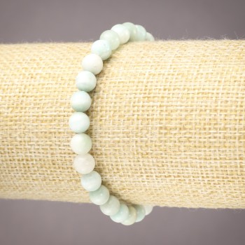 Natural Larimar Bracelet on Elastic, Smooth Round Beads, 6mm+ Diameter