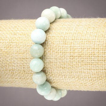 Natural Larimar Bracelet on Elastic, Smooth Round Beads, 10mm+ Diameter