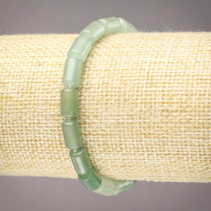 Natural Jade Bracelet on Elastic, Smooth Cylinder Beads, 10x6mm+ Diameter
