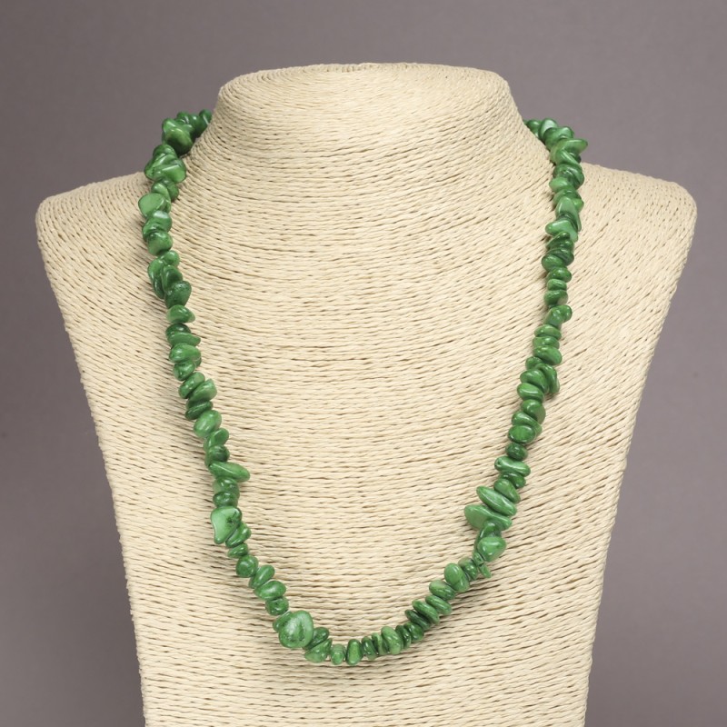Chrysoprase (Imitation) Chip Necklace, diameter 6-10mm+/-, length 45cm+/- with extension chain