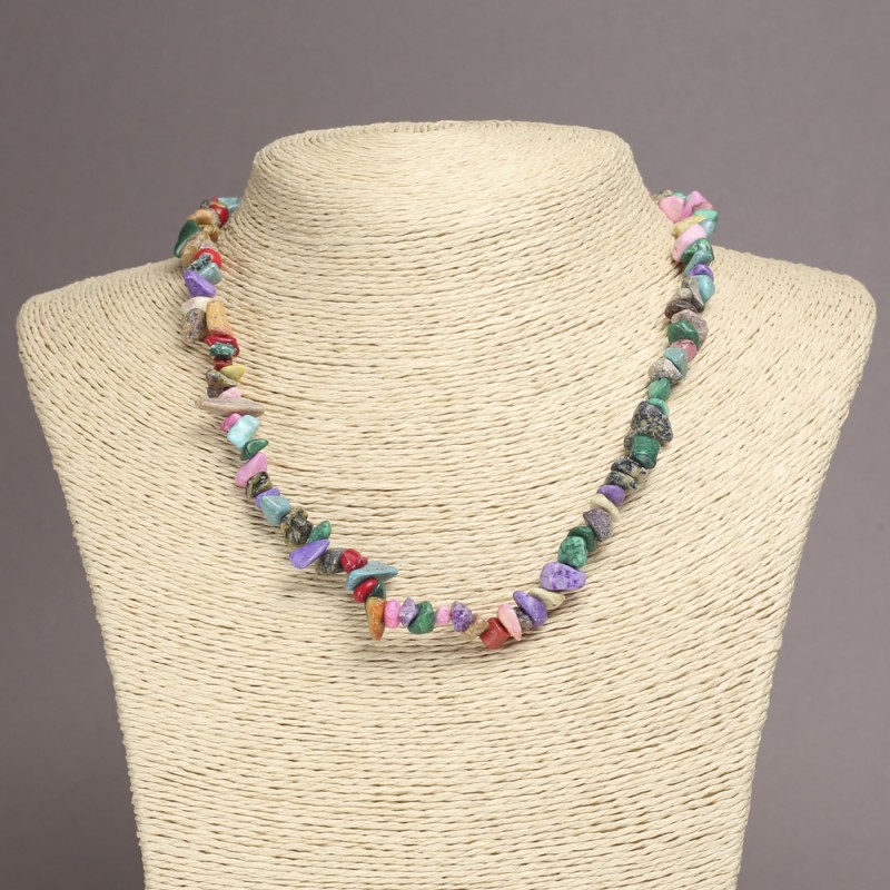 Assorted Chip Necklace, diameter 6-8mm+/-, length 45cm+/- with extension chain