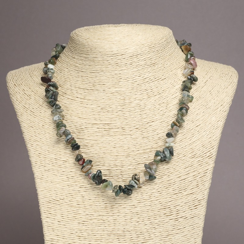 Multicolour Jasper Chip Necklace, natural stone, diameter 6-8mm+/-, length 45cm+/- with extension chain