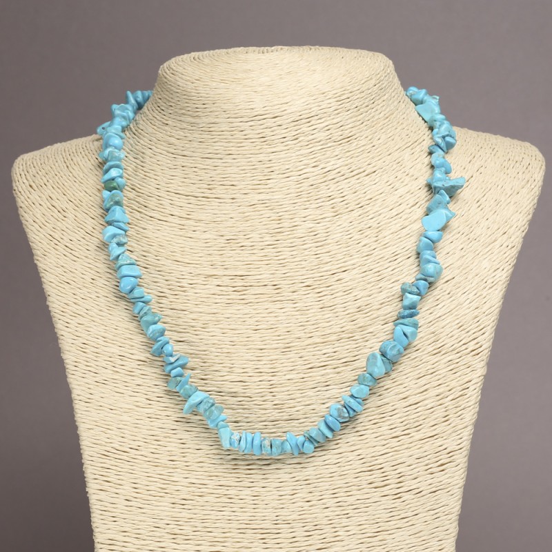 Turquoise Chip Necklace, diameter 6-8mm+/-, length 45cm+/- with extension chain
