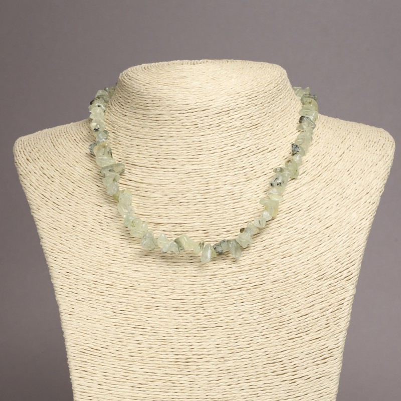 Prehnite Chip Necklace, diameter 6-8mm+/-, length 45cm+/- with extension chain