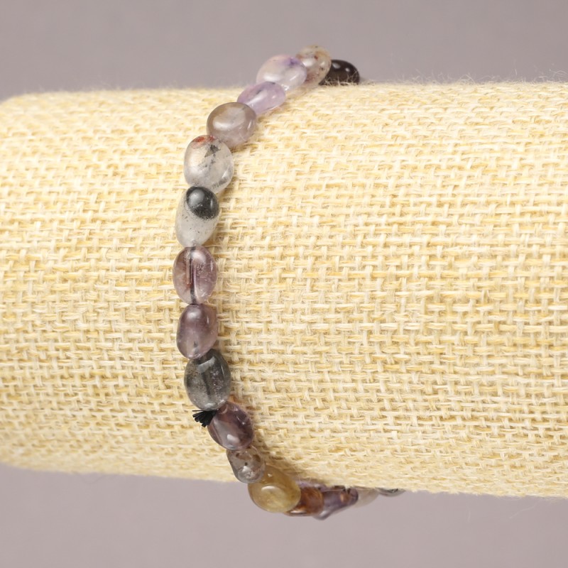 Elastic Bracelet with Natural Ametrine Tumbled Stones, diameter 7x5mm