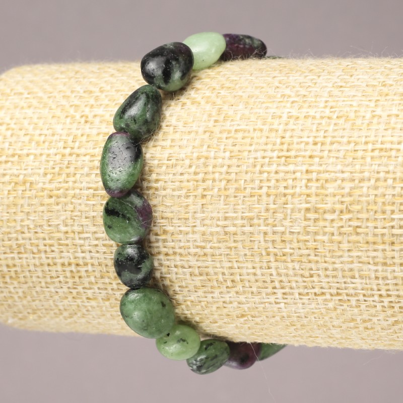 Elastic Bracelet with Natural Zoisite Tumbled Stones, diameter 10x8mm+